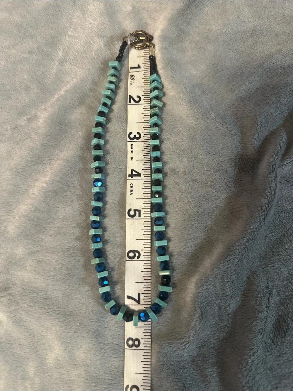 Turquoise Style Heishi Iridescent Crystal Beaded Necklace Boho Toggle Clasp